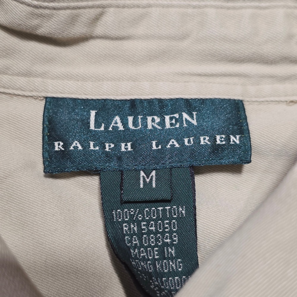 Lauren Ralph Lauren Womens Beige Cotton Twill Roll Tab‎ Sleeve Utility Shirt M - Picture 6 of 7